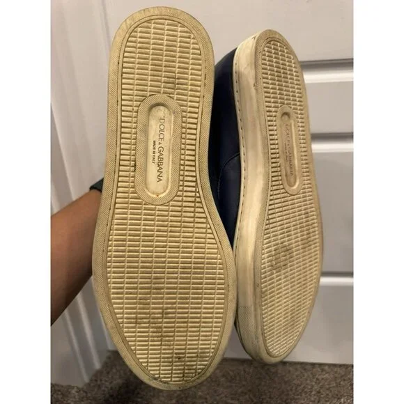 Dolce & Gabbana Men’s London Jazz Patches Slip On Blue Leather Shoes Size 10 - Picture 8 of 10